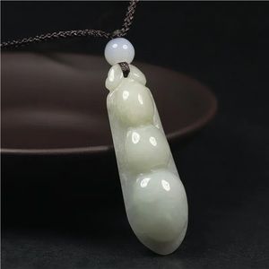 Certified Grade A 100% Natural Green Jadeite Jade Pendant Hand-carved Bean NEW!